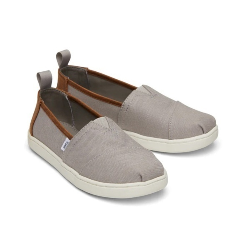 TOMS Kids Grey Recycled Cotton Canvas Alpargata Slip On Shoe size 1.5